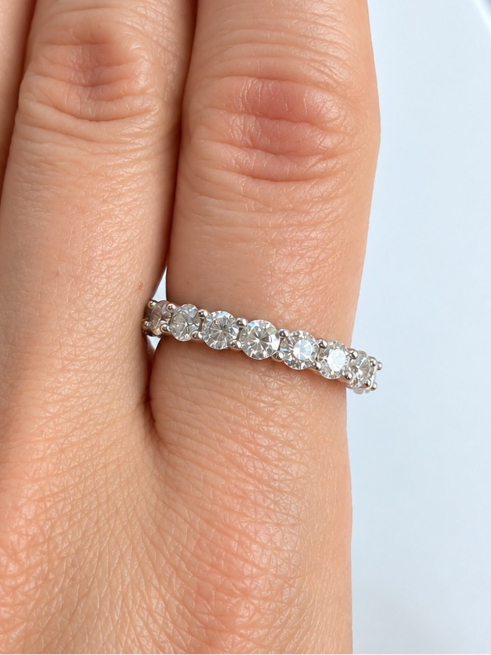 Sterling Silver Moissanite Eternity Band size 9 CTW 6 !!
